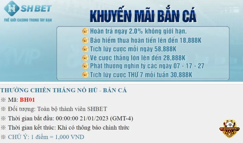 Khuyến mãi danh mục bắn cá