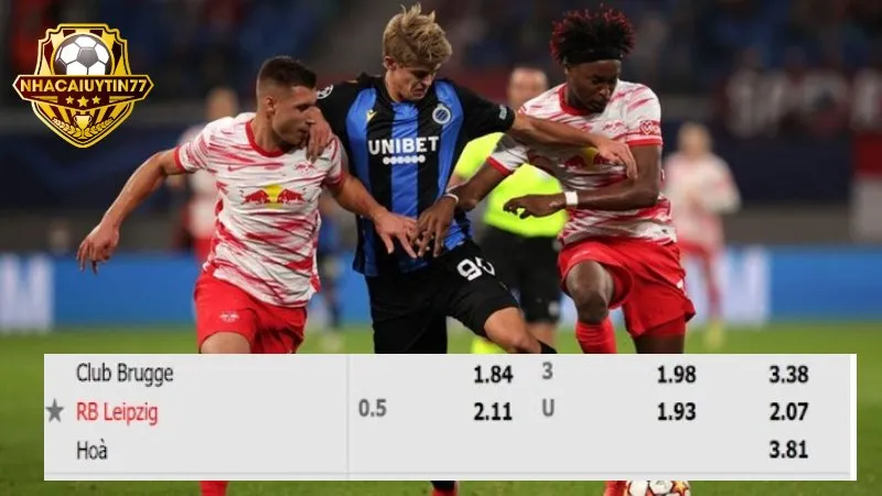 Xem kèo chấp 1/2 thông qua ví dụ trận Club Brugge vs RB Leipzig